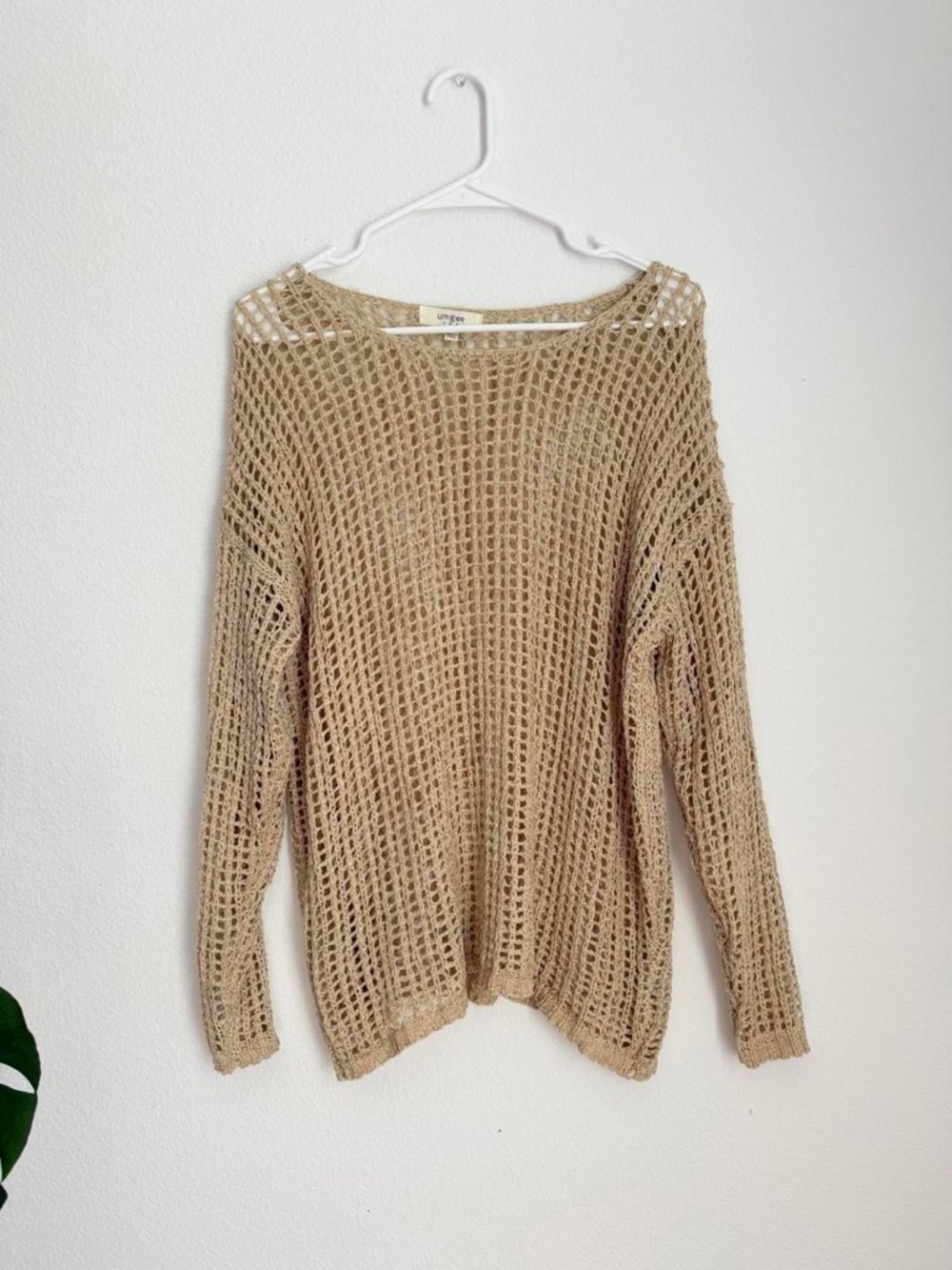 Tan crochet bikini cover up / top